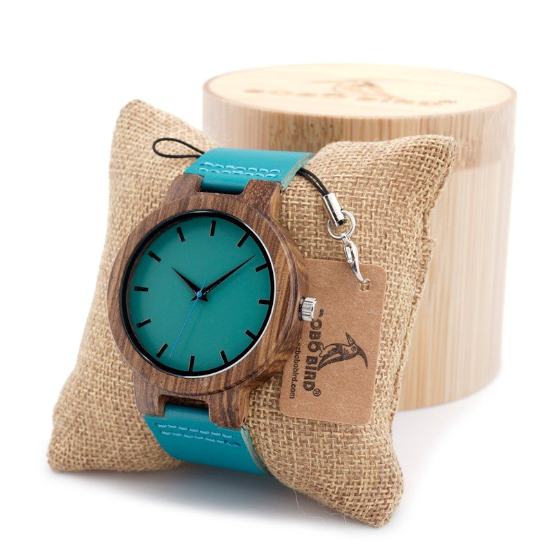 St. Thomas Bay Natural Wood, Leather and Brass Watch