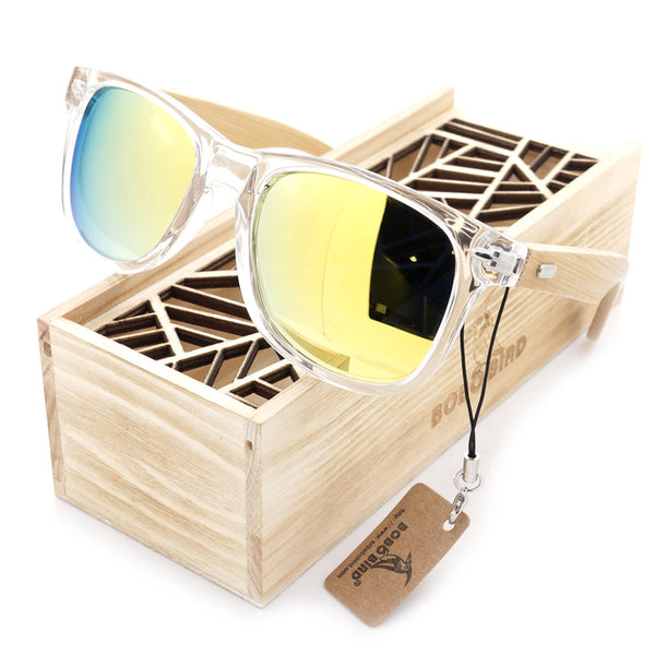 Crystalline Clear and Bamboo Polarized Sunglasses
