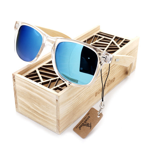 Crystalline Clear and Bamboo Polarized Sunglasses
