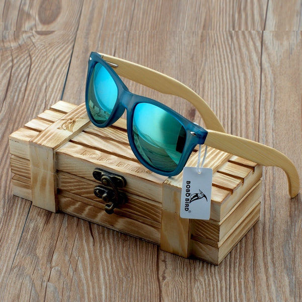 Marine Transparent Blue Polarized Wood Sunglasses