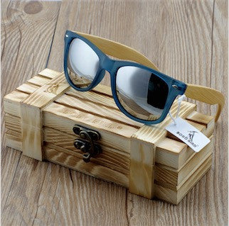 Marine Transparent Blue Polarized Wood Sunglasses