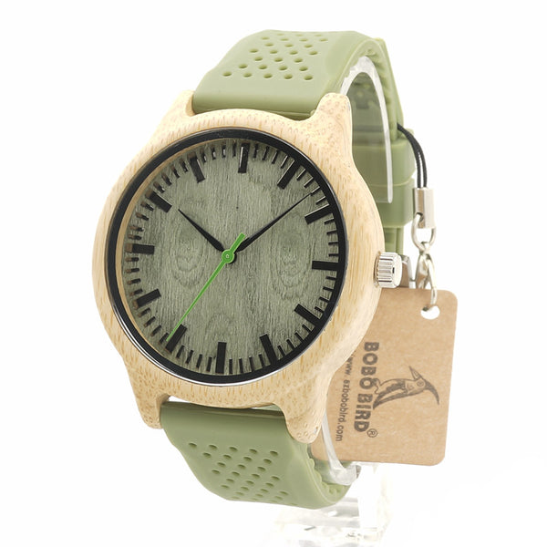 Chlorophyll Bamboo Watch with Silicone Band
